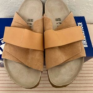 New in Box Birkenstock Kyoto Tan Suede Sandals with Adjustable Strap